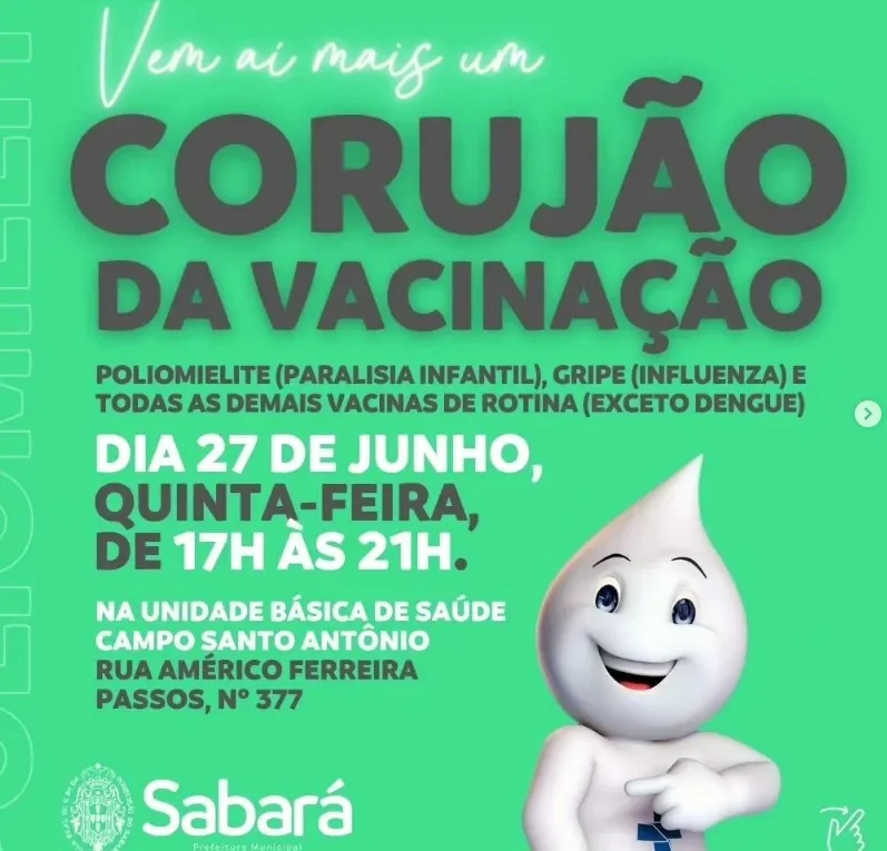 Imunização: UBS Campo Santo Antônio realiza Corujão da Vacinação contra poliomielite, gripe e outras doenças